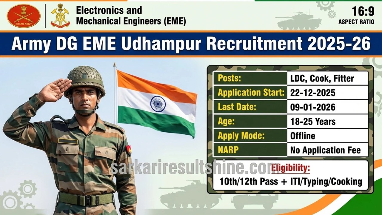 Army DG EME Udhampur Recruitment 2025-26