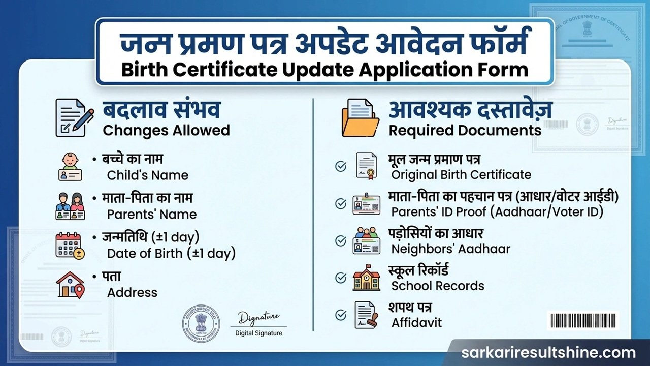 Birth Certificate Update Application Form PDF