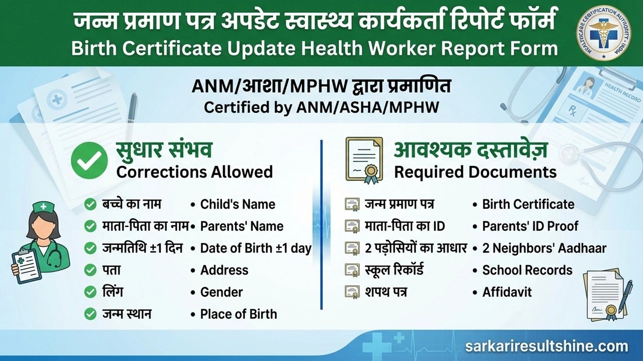 Birth Certificate Update Health Worker Report Form PDF