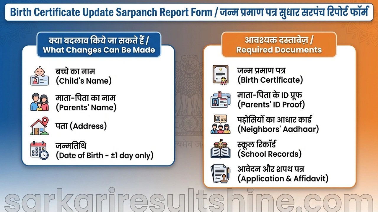 Birth Certificate Update Sarpanch Report Form PDF