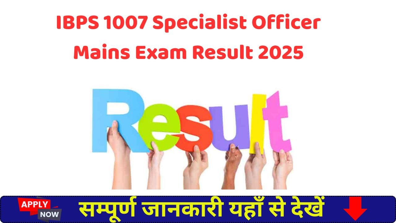 IBPS 1007 Specialist Officer Mains Exam Result 2025