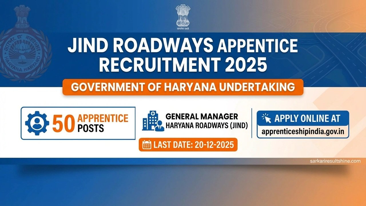 Jind Roadways Apprentice Recruitment 2025