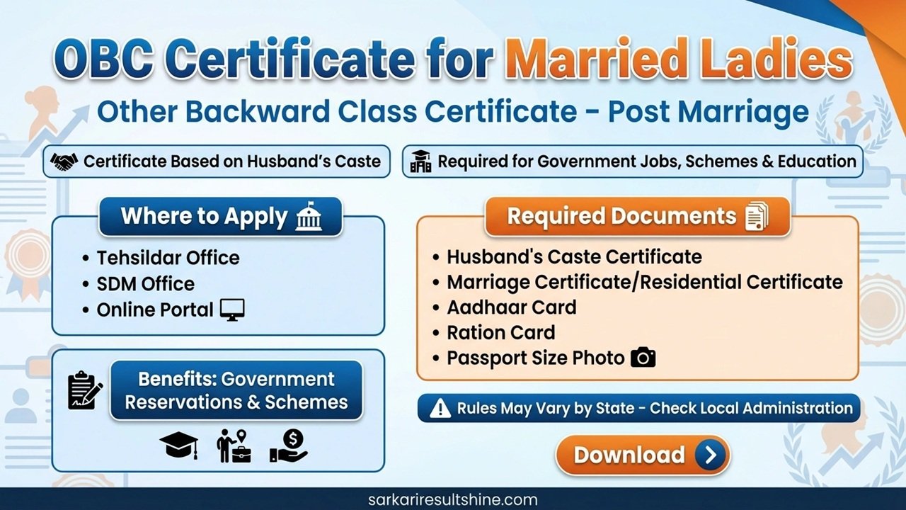 OBC Certificate for Married Ladies
