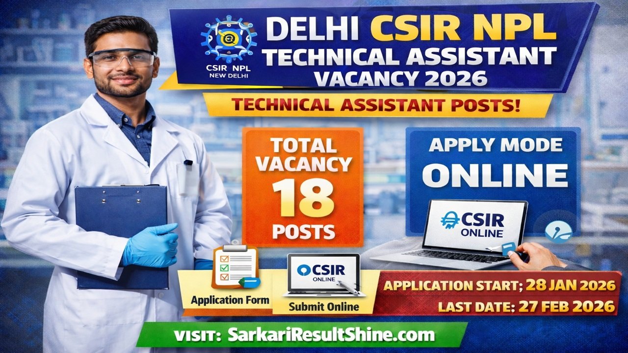 Delhi CSIR NPL Technical Assistant Vacancy 2026