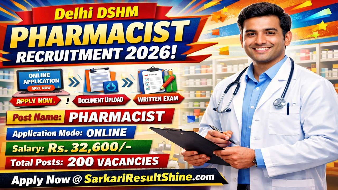 Delhi DSHM Pharmacist Recruitment 2026