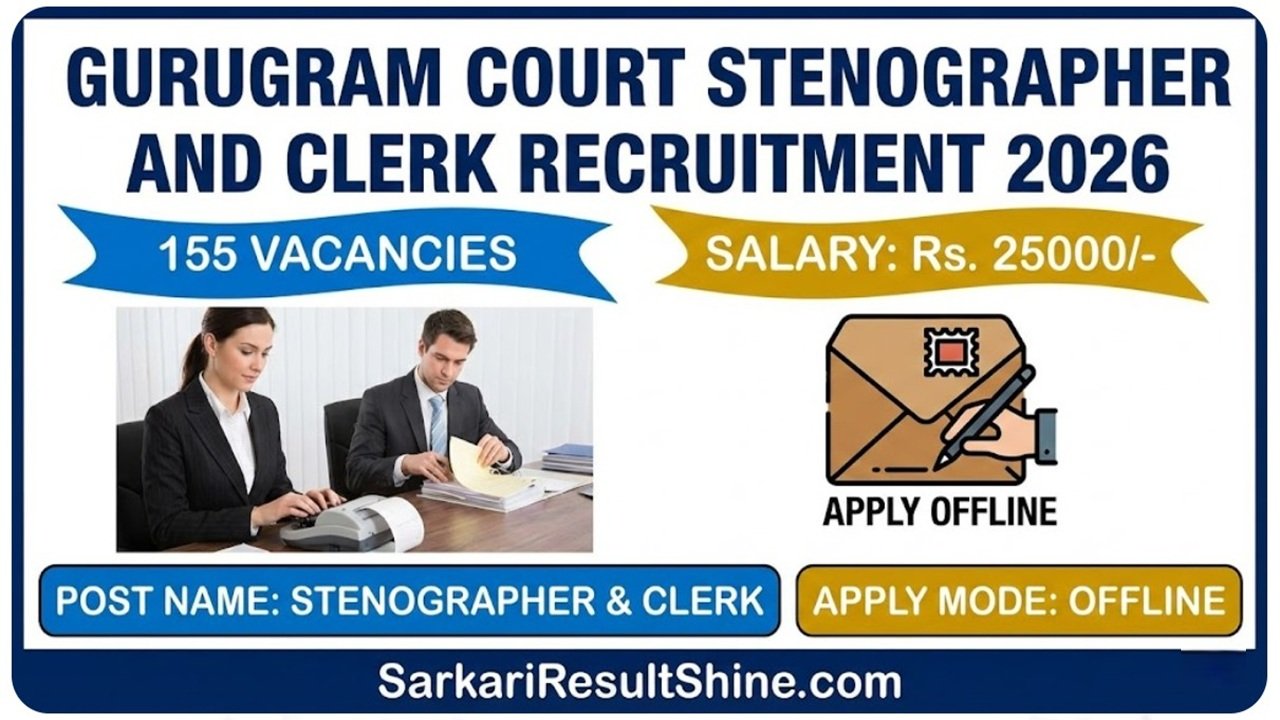 Gurugram Court Stenographer and Clerk Recruitment 2026