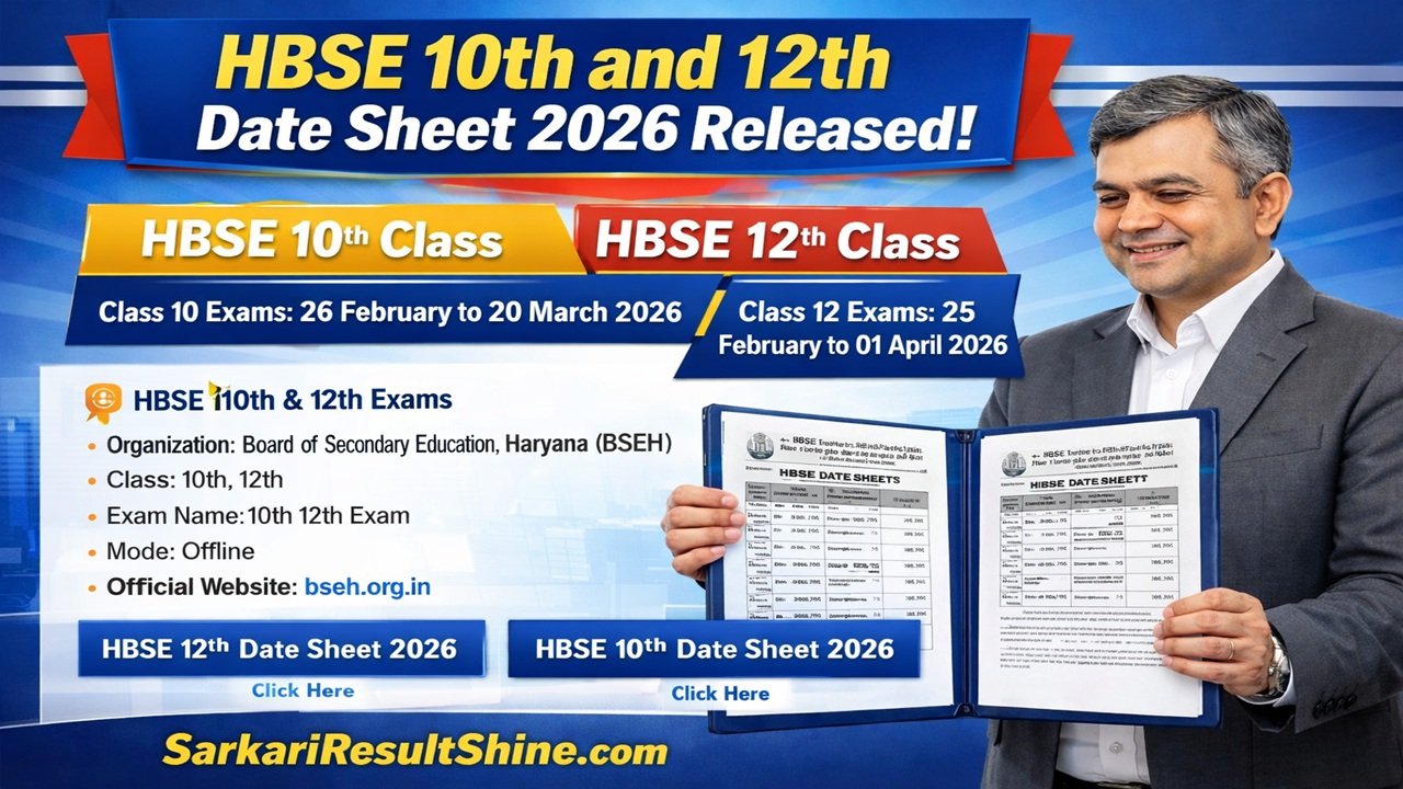 HBSE 10th and 12th Date Sheet 2026 Released
