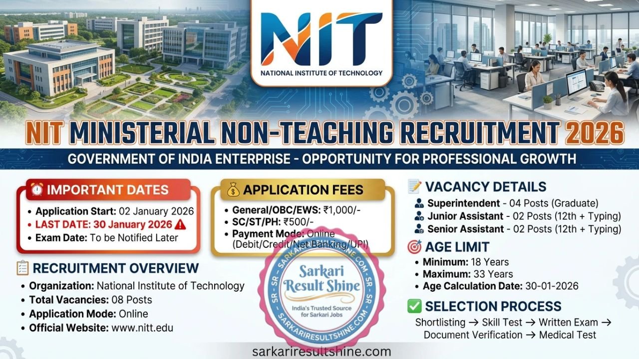 NIT Ministerial Non-Teaching Recruitment 2026