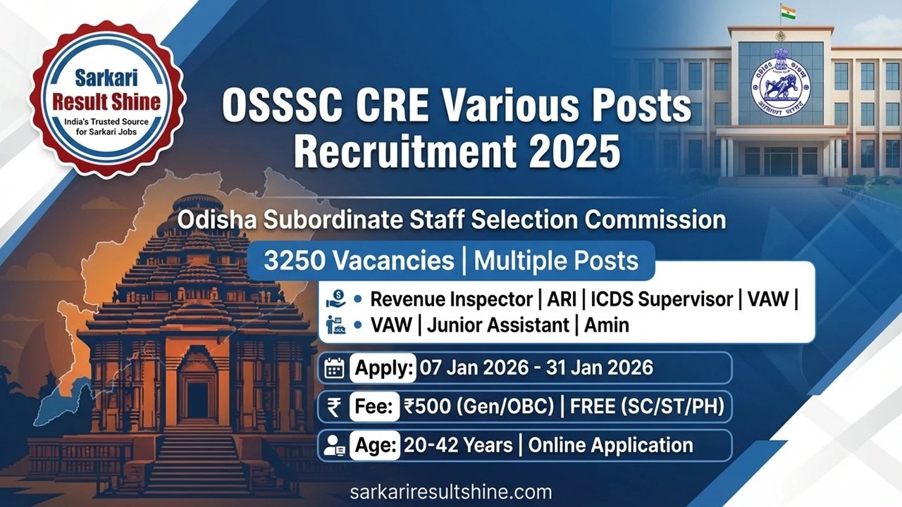 OSSSC CRE Various Posts Recruitment 2025