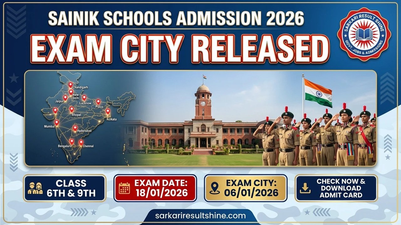 Sainik Schools 6th, 9th Admission Exam City
