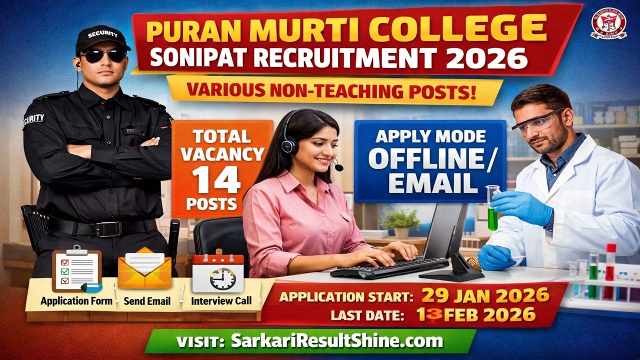 Puran Murti College Sonipat Recruitment 2026