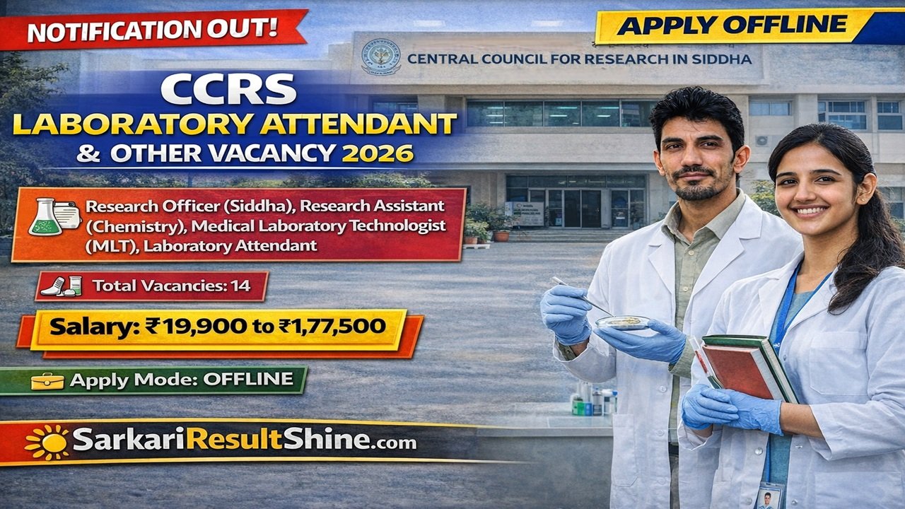 CCRS Laboratory Attendant & Other Vacancy 2026