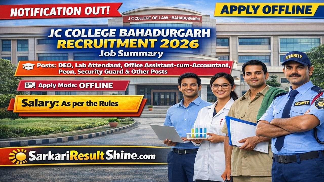 JC College Bahadurgarh Recruitment 2026