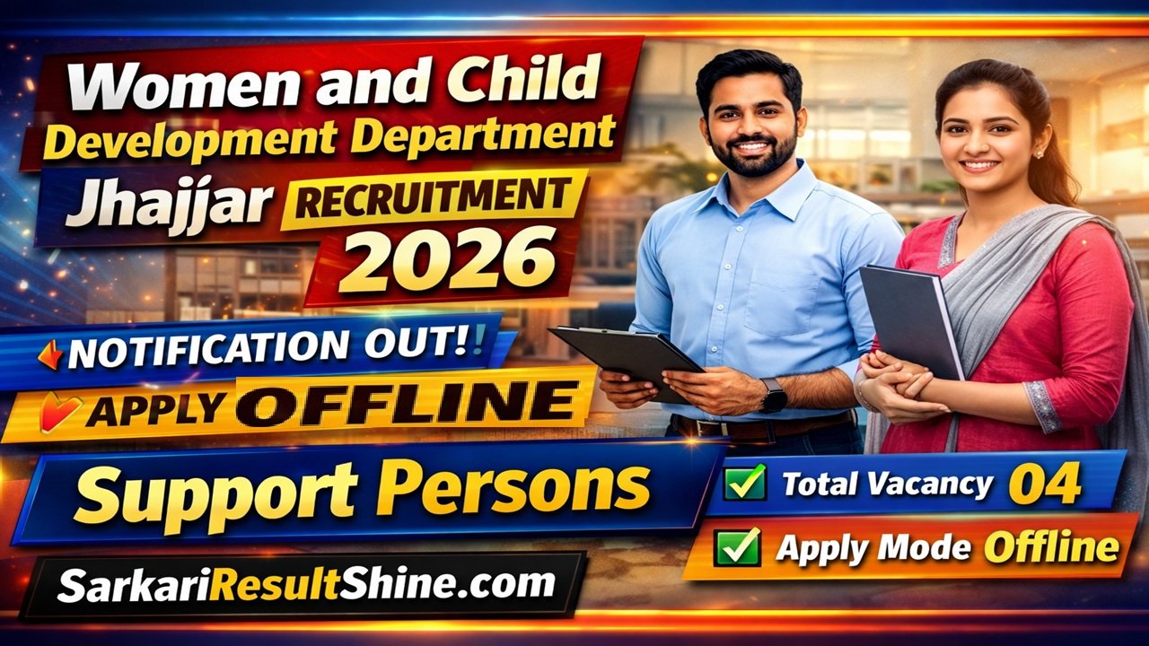 Women and Child Development Department Jhajjar Vacancy 2026