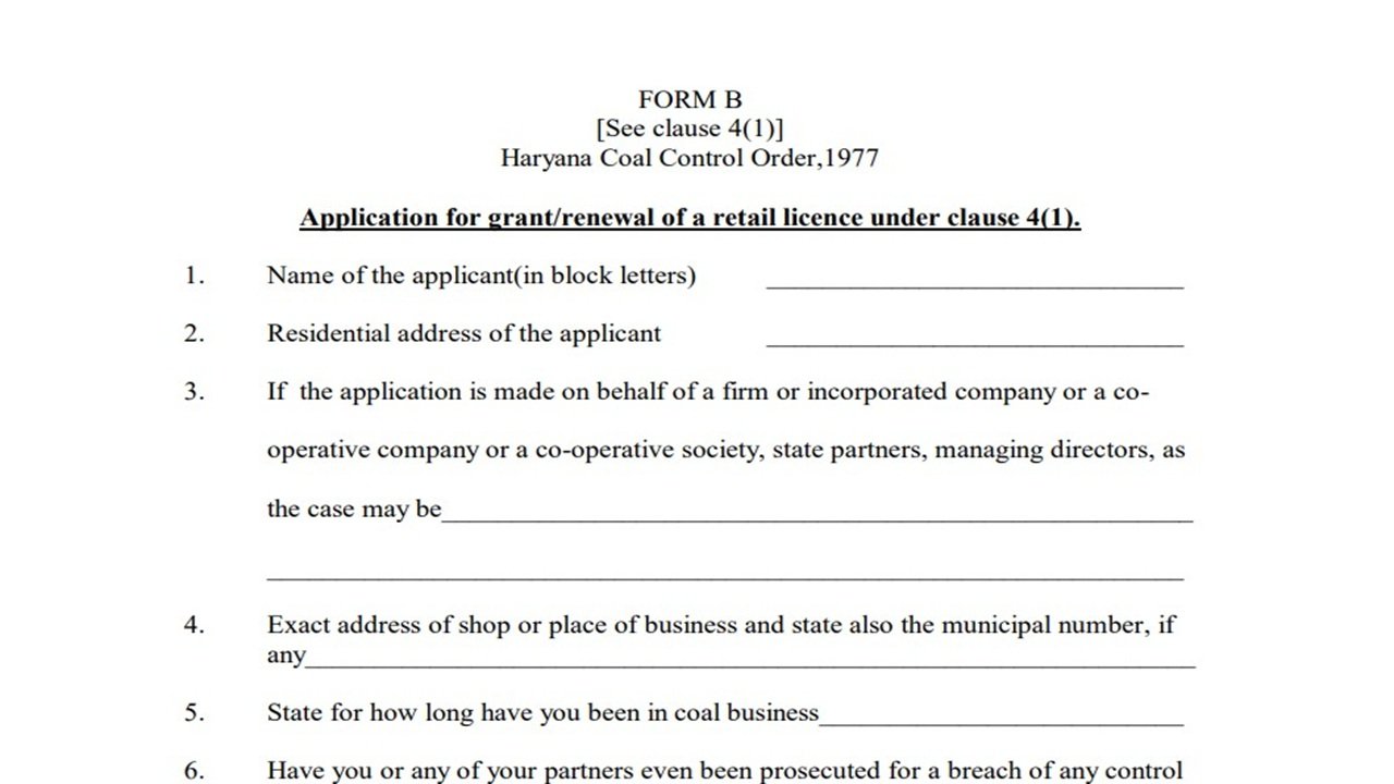 Grant/renewal of a retail licence for Coal Depot under clause 4(1) PDF Form