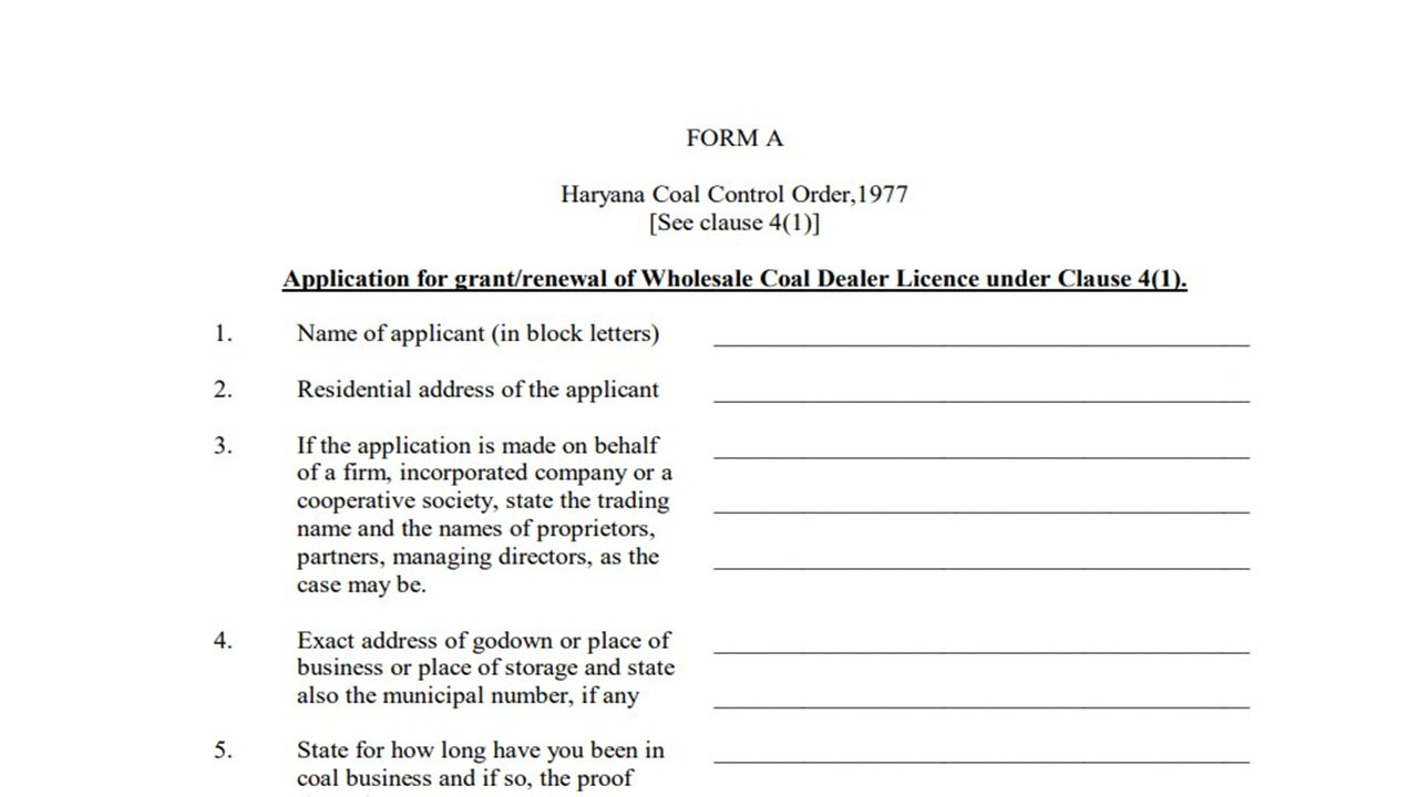 Grant/renewal of Wholesale Coal Dealer Licence under Clause 4(1) PDF Form