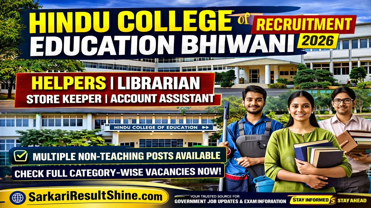 hindu college of education bhiwani recruitment 2026