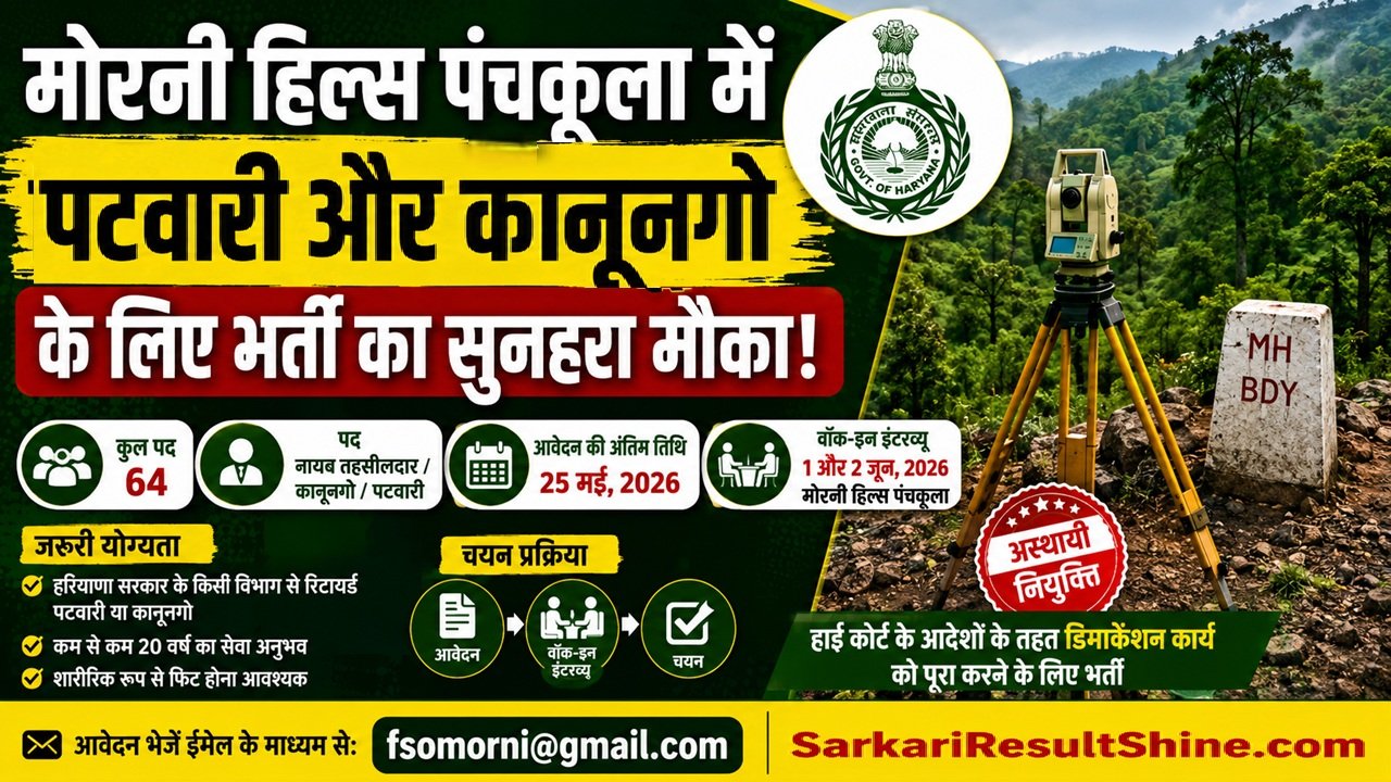 Morni Hills Panchkula Patwari & Kanungo Recruitment 2026