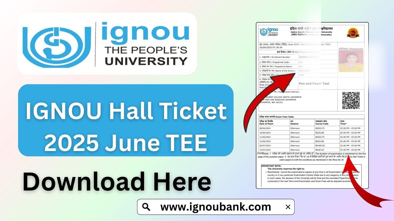 ignou june exam admit card hall ticket 2026 download