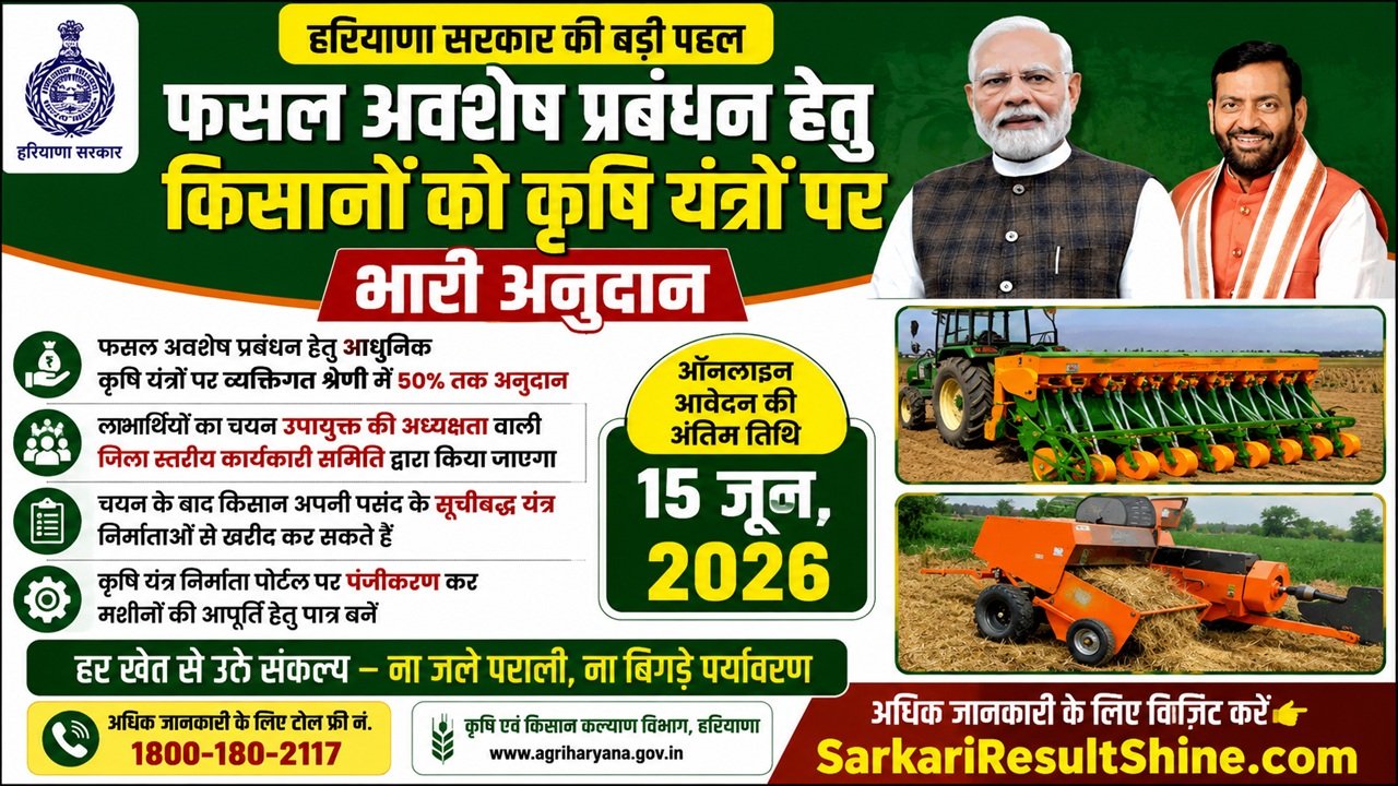 हरियाणा सरकार दे रही कृषि यंत्रों पर भारी सब्सिडी