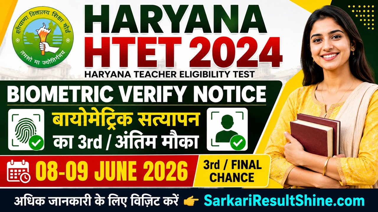Haryana HTET 2024 Biometric Verification Notice 2026