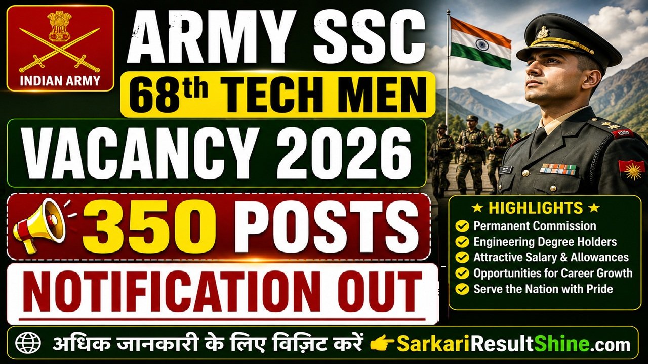 Army SSC 68th Tech Men Vacancy 2026
